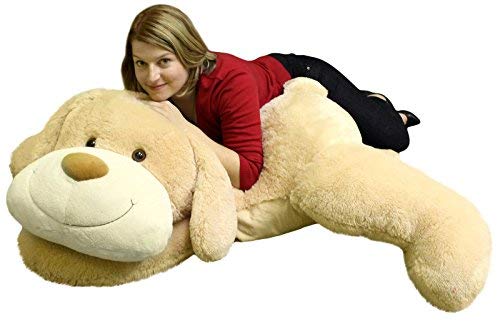 Giant Stuffed Puppy Dog 5 Feet Long Squishy Soft Extremely Large Plush Animal Cream Color