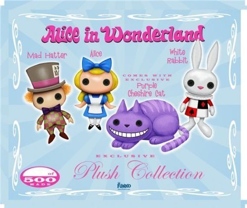 Disney Alice in Wonderland Exclusive Boxed 4 Pcs. Plush Doll Set with Purple Cheshire Cat - Mad Matter Jonny Depp - Alice and White Rabbit Only 500 Sets Made