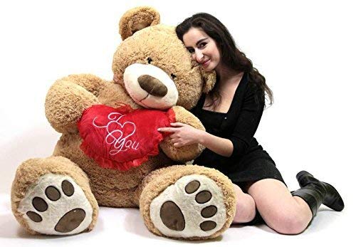 Big Plush I Love ❤ You 5 Foot Giant Teddy Bear Soft Holds Heart Embroidered I ❤ You