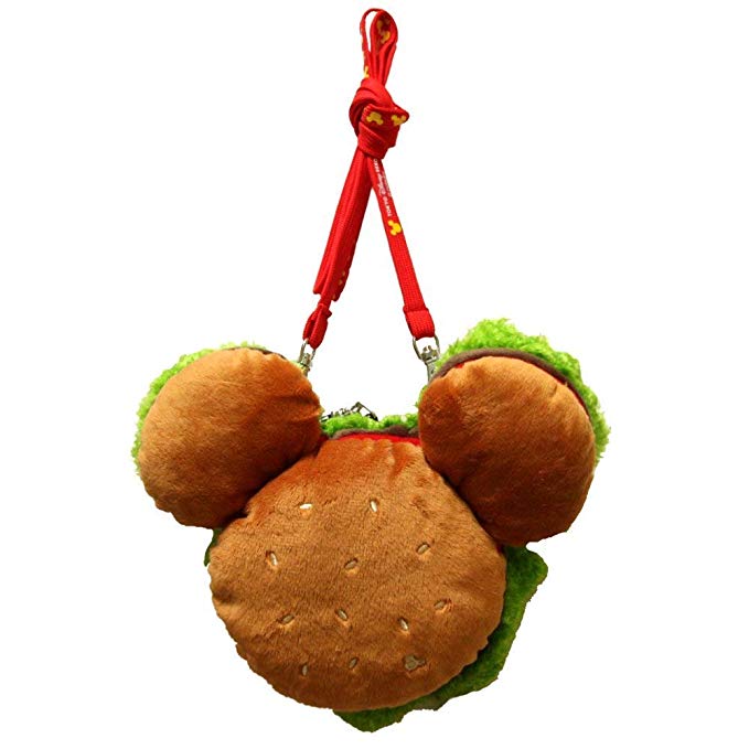 Pass Case with hamburger Mickey shape Mickey Mouse reel with a neck strap [Tokyo Disney Resort Limited]