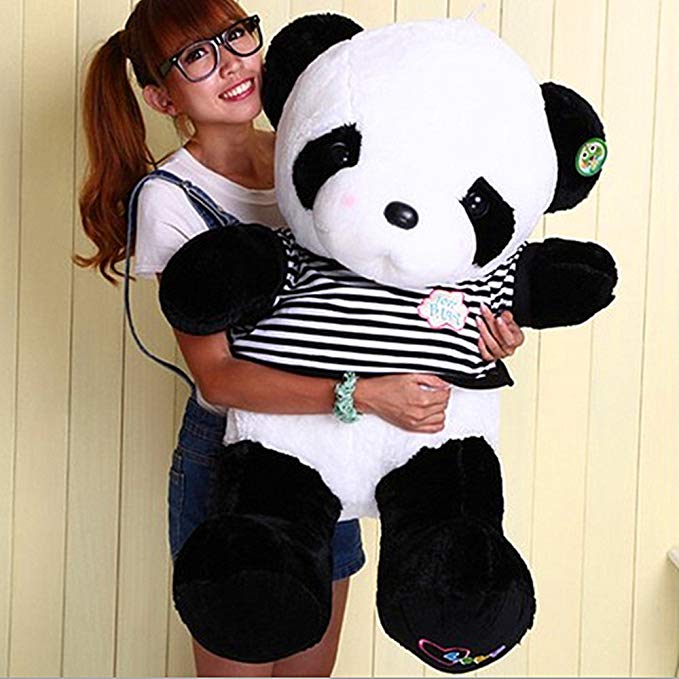 Minibaby Cute Trance Stripe Big Panda Teddy Bear Plush Soft Cuddly Toy Birthday Gift (80cm)