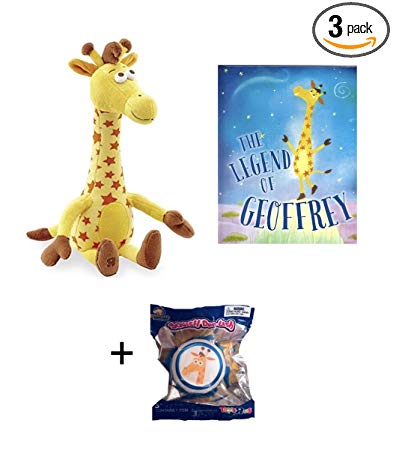 Geoffrey the Giraffe Toys R Us EXCLUSIVE Bundle of 18” Giraffe Plush, Legend of Geoffrey Book, & Birthday Club Squish Dee Lish