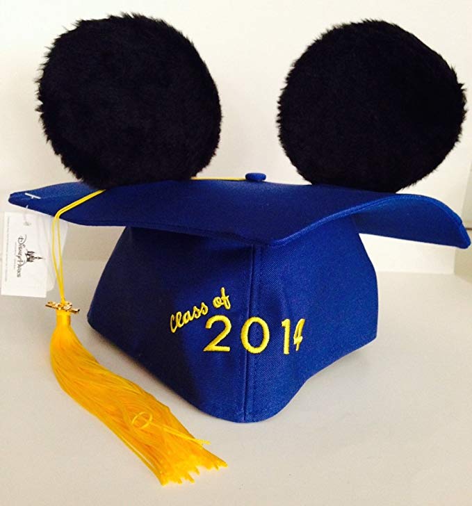 Disney Park 2014 Mickey Mouse Plush Ears Graduation Hat Cap NEW