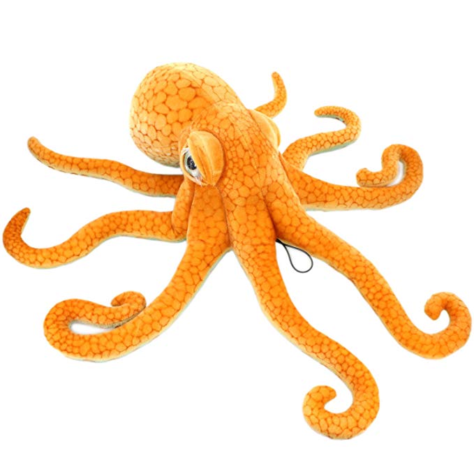 JESONN Giant Realistic Stuffed Marine Animals Soft Plush Toy Octopus Orange,33.5 Inch or 85 cm,1PC