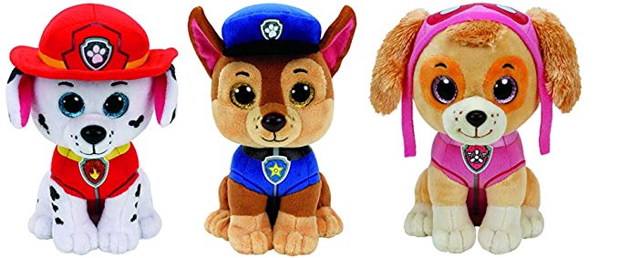 Ty Paw Patrol Beanie Babies - Set of 3! Marshall, Chase, and Skye!