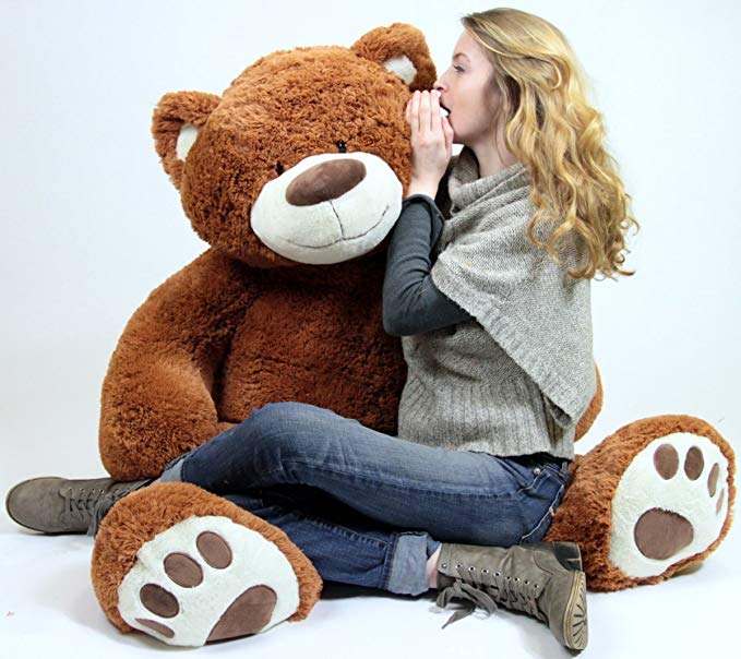 Big Plush Giant Teddy Bear Five Feet Tall Cinnamon Brown Color Soft Smiling Big Teddybear 5 Foot Bear