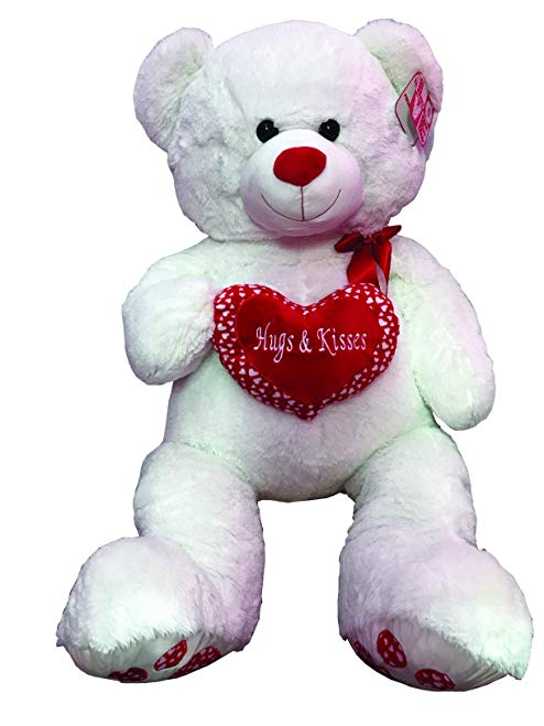 Kelly Toy Life Size White Teddy with Red Heart Bear Over 52