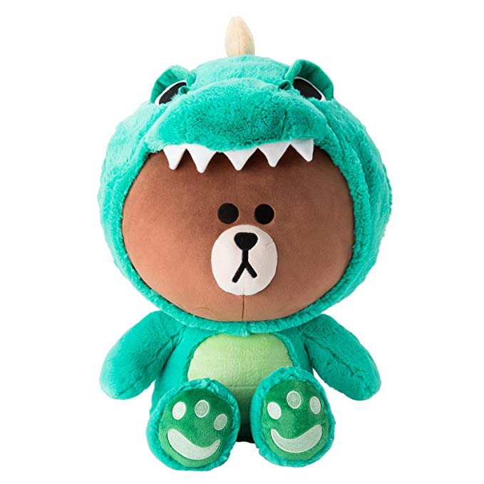 LINE FRIENDS Dino Brown Cuddle Doll Season 1 One Size Green_Brown