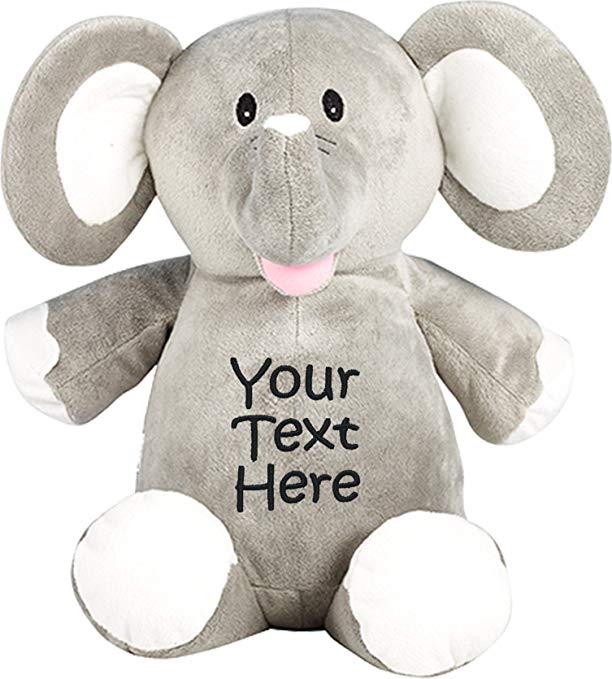 Personalized Stuffed Elephant with Three Lines of Embroidery