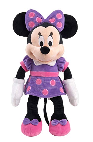 Just Play Disney Classic Minnie Medium Plush, Purple Dress with Pink Polka Dots and Bow