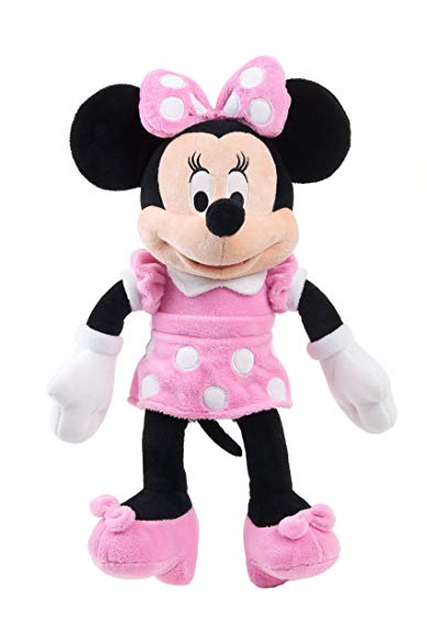 Just Play Disney Classic Minnie Plush, Medium, Pink Dress with White Polka Dots and Bow