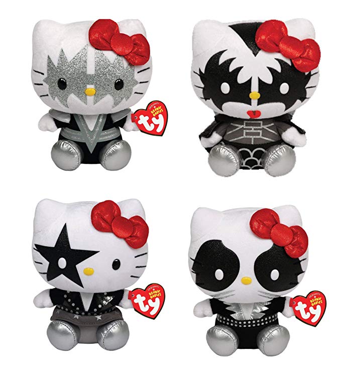 Ty Beanie Babies Hello Kitty Kiss Starchild, Demon, Spaceman & Catman Set of 4