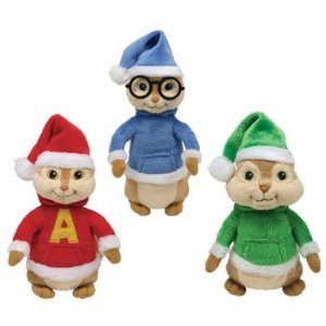 Ty Beanie Babies - Alvin & the Chipmunks Set of 3 (Alvin, Simon & Theodore with Holiday Hats)