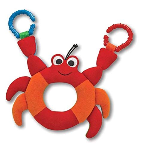 Melissa & Doug Linking Crab Grasping Toy for Baby - Teething Rings Hook Onto Stroller