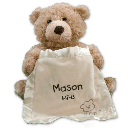 GiftsForYouNow Embroidered Peek A Boo Bear, Plush, Free Personalization