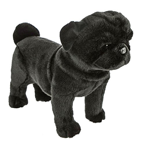 Bocchetta Plush Toys Pug Dog Standing Stuffed Animal Plush Toy - Midnight Medium Black