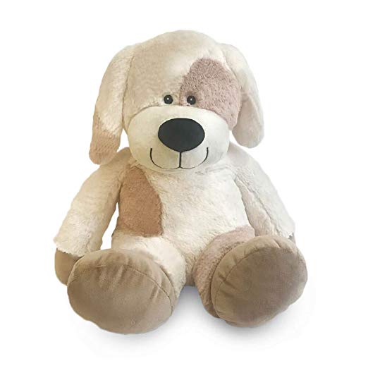 Microwavable Stuffed Animal by J&M - Large Oversized Jumbo Heatable Stuffed Puppy Dog. Best Gift for Children Kids Women Moms or Girlfriends. Plush Toy Heating pad and Ice Pack Reusable Insert