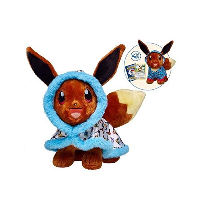 Build A Bear Pokémon Eevee Plush Stuffed with Bonus Cape, Sleeper, Sound and Card