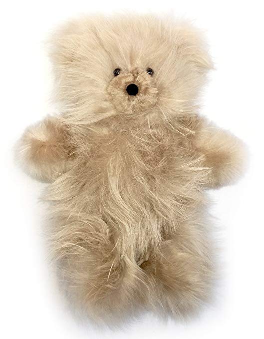 Baby Alpaca Fur Teddy Bear - Hand Made 10 Inch Platinum Blonde