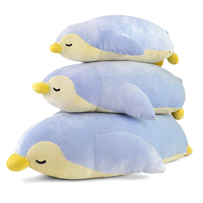 Molizhi 3 Pieces Penguin Soft Plush Pillow Stuffed Animal Toys Perfect Gifts for Mother's Day Kids/Adults, Penguin Blue