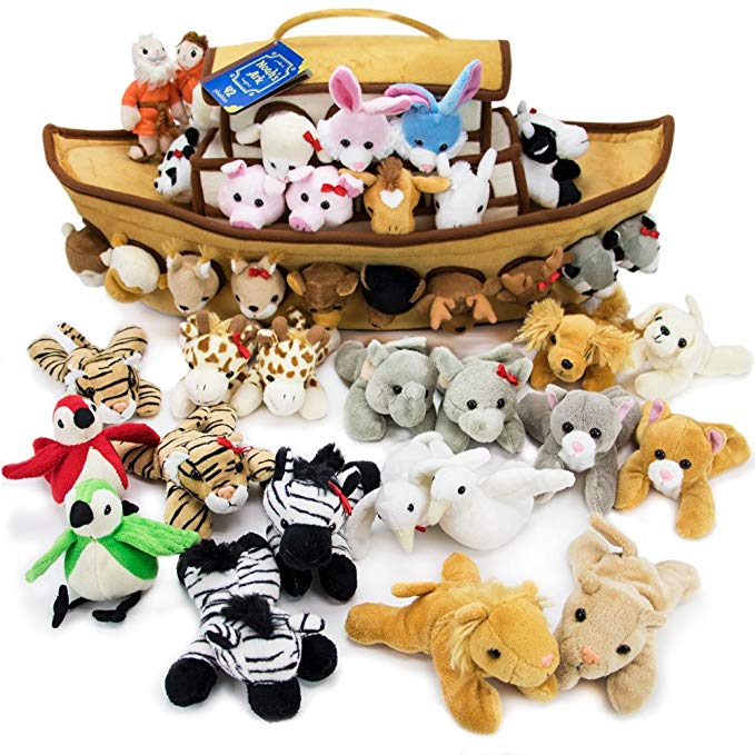 Imagination Generation 2-Foot Noah's Ark Plush Toy Playset - 42-Piece Set of 4 Stuffed Animals with Ark - Bible Story Baby Gift, Great for Easter, Christmas, Baptisms, Christenings