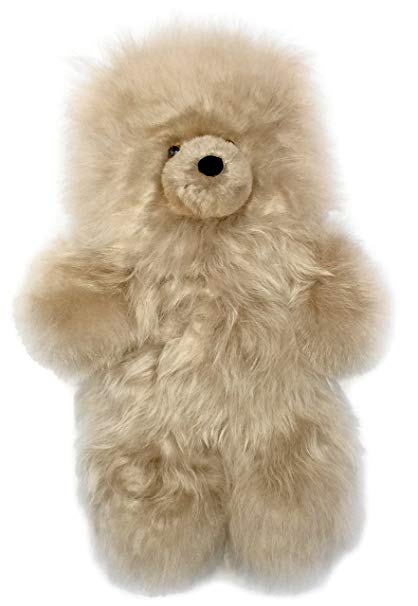 Baby Alpaca Fur Teddy Bear - Hand Made 12 Inch Platinum Blonde