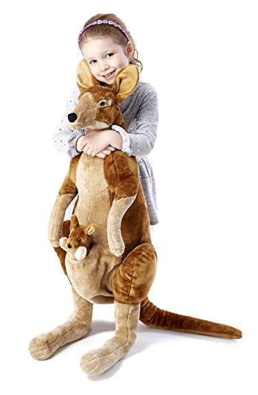 Melissa & Doug Giant Kangaroo and Baby Joey in Pouch - Lifelike Stuffed Animal (nearly 3 feet tall)