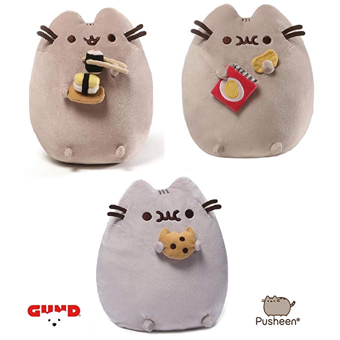 Gund Pusheen Snackable Plush Trio Bundle- Cookie, Sushi & Chips