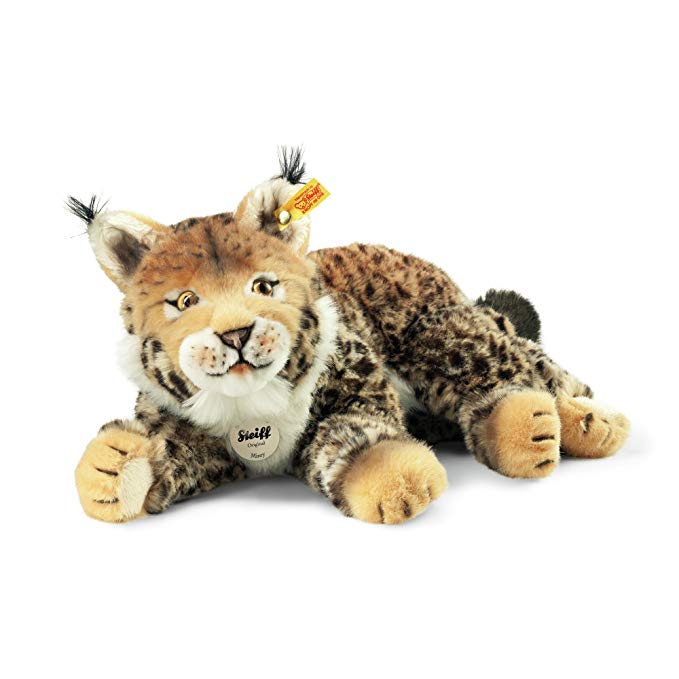 Steiff 102585 Mizzy Lynx Plush Animal Toy, Beige/Brown Striped