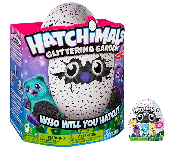 Hatchimal Glittering Garden purple/black Bearakeet with CollEGGtible Blind Pack!