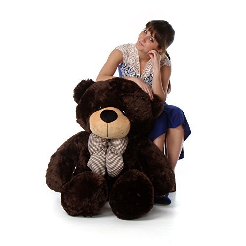 4 Foot Tall Huge Teddy Bear Life Size Chocolate Brown Color Warm Smiling Plush Toy Brownie Cuddles