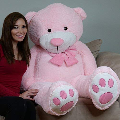 Yesbears 5 Foot Giant Teddy Bear Plush Pink ( Microfiber Bowtie )