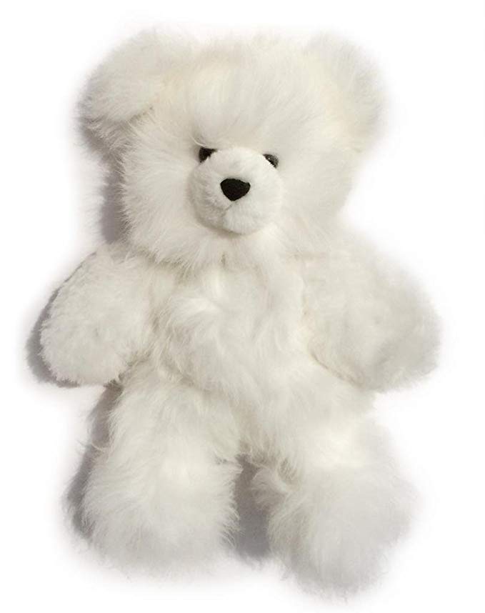 Baby Alpaca Fur Teddy Bear - Hand Made 12 Inch White
